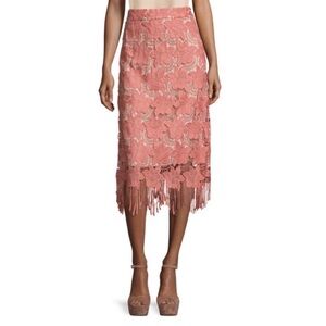 Alice + Olivia Coral Lace Pencil Skirt